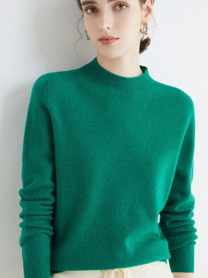 100% Merino Wool Cashmere Women Knitted Long Sleeve Pullovers Autumn Winter Warm Sweater