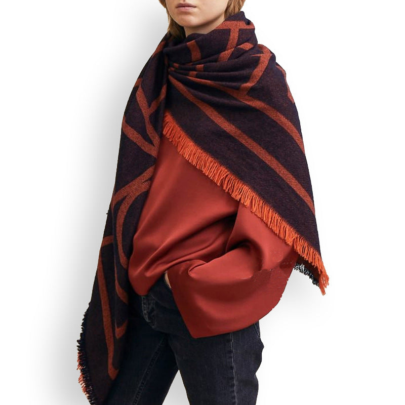 Stylish Autumn Winter Warm Double-Sided Cozy Popular Plaid Faux Cashmere Scarf