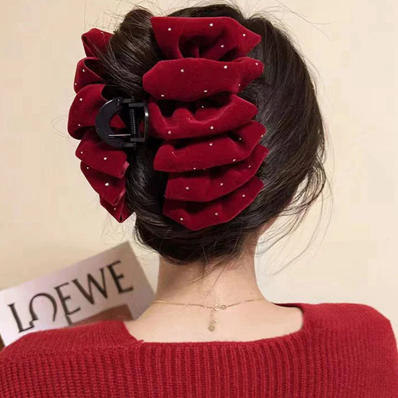 Winter Velvet Multi-Layered Bow Headwear - Christmas Hair Accessory