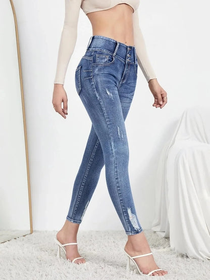 Amy Fashion - Autumn Stretch Ripped Fashion Casual Skinny Slim Denim Pencil Jean