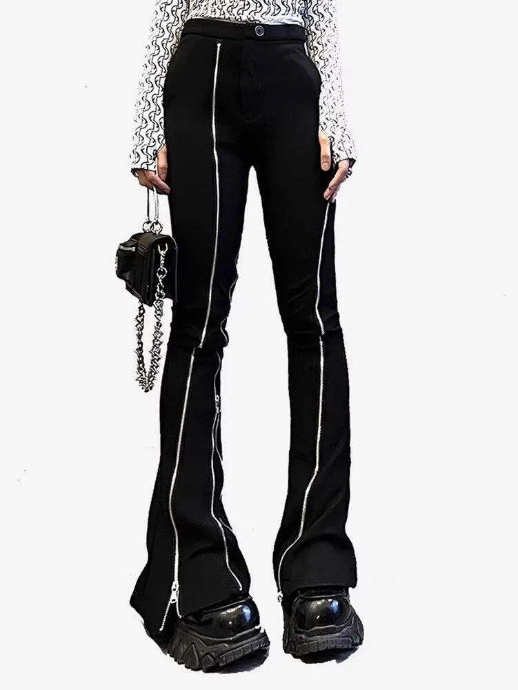 Halloween Slim Fashion Flare Zipper Pants