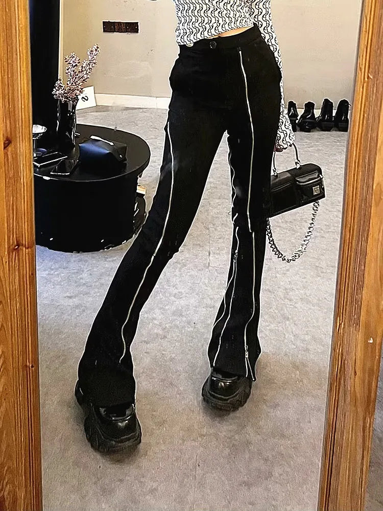 Halloween Slim Fashion Flare Zipper Pants