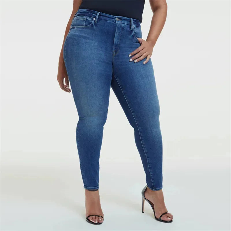 Amy Fashion - High Stretchy Skinny Full Length Plus Size Curvy Fitting Fashionable Pencil Jean