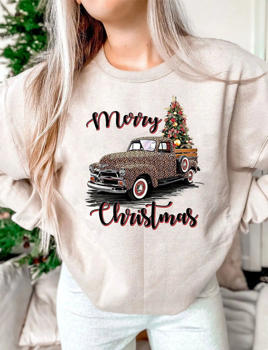 Vintage Leopard Truck Gothic Christmas Hoodie