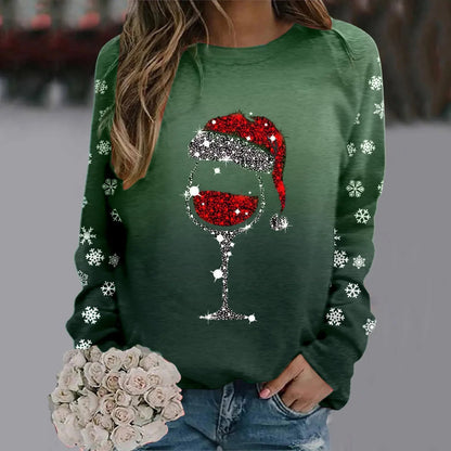 Reindeer Graphic Long Sleeve Sweatshirt - New Year Christmas Sweater