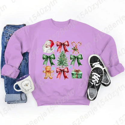 Christmas Hoodie with Bow Print