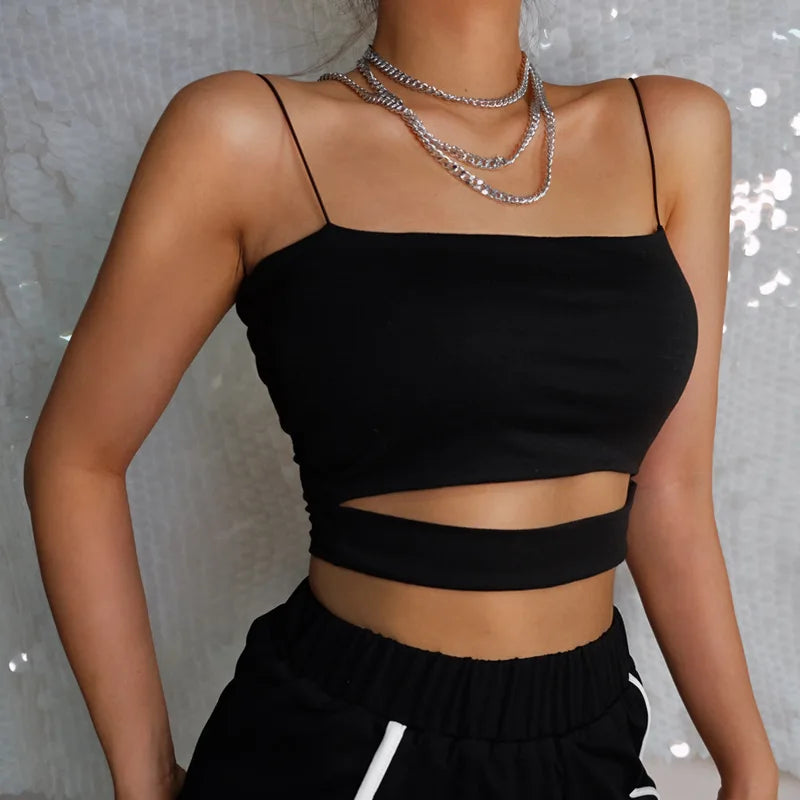 AMY - Summer Sexy Cut-Out Sleeveless Tank Blouse Crop Top