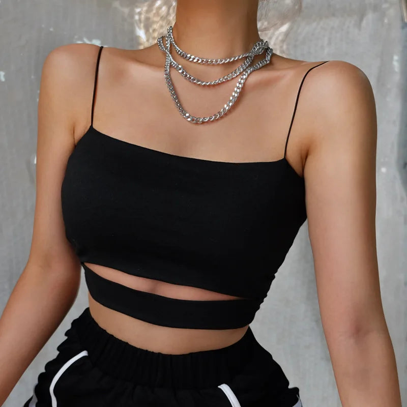 AMY - Summer Sexy Cut-Out Sleeveless Tank Blouse Crop Top