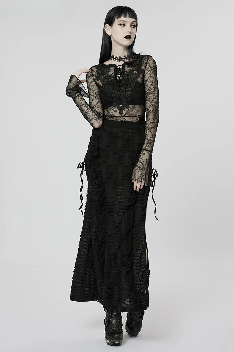 3D Sexy Gorgeous Women's Skirt Fashion Personality Long Lace Style Gothic Wavy Dark