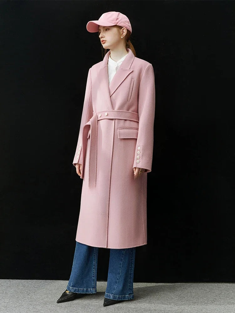 Classic Suit Collar Double-sided Wool Mid-length Office Lady Coat