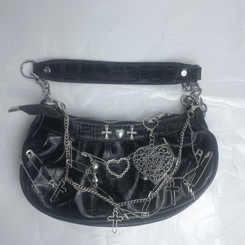 Harajuku Bag Hip Crossbody Shoulder Hop Metal Tote Gothic Punk Rock Y2K Underarm