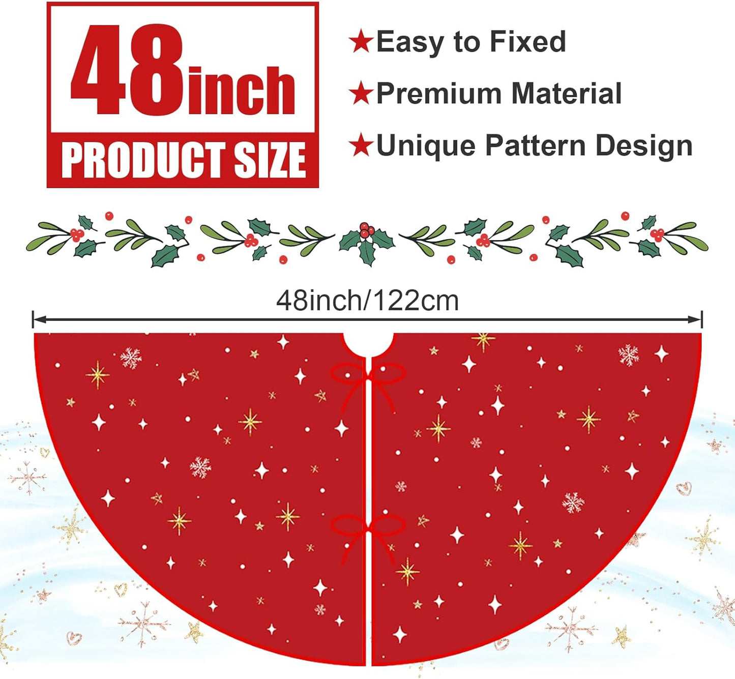 Red Nativity Christmas Tree Skirt - 48 Inch