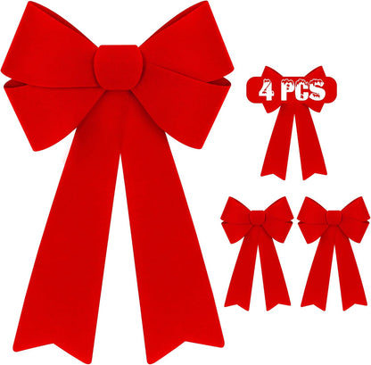 Red Velvet Christmas Bows - Set of 2