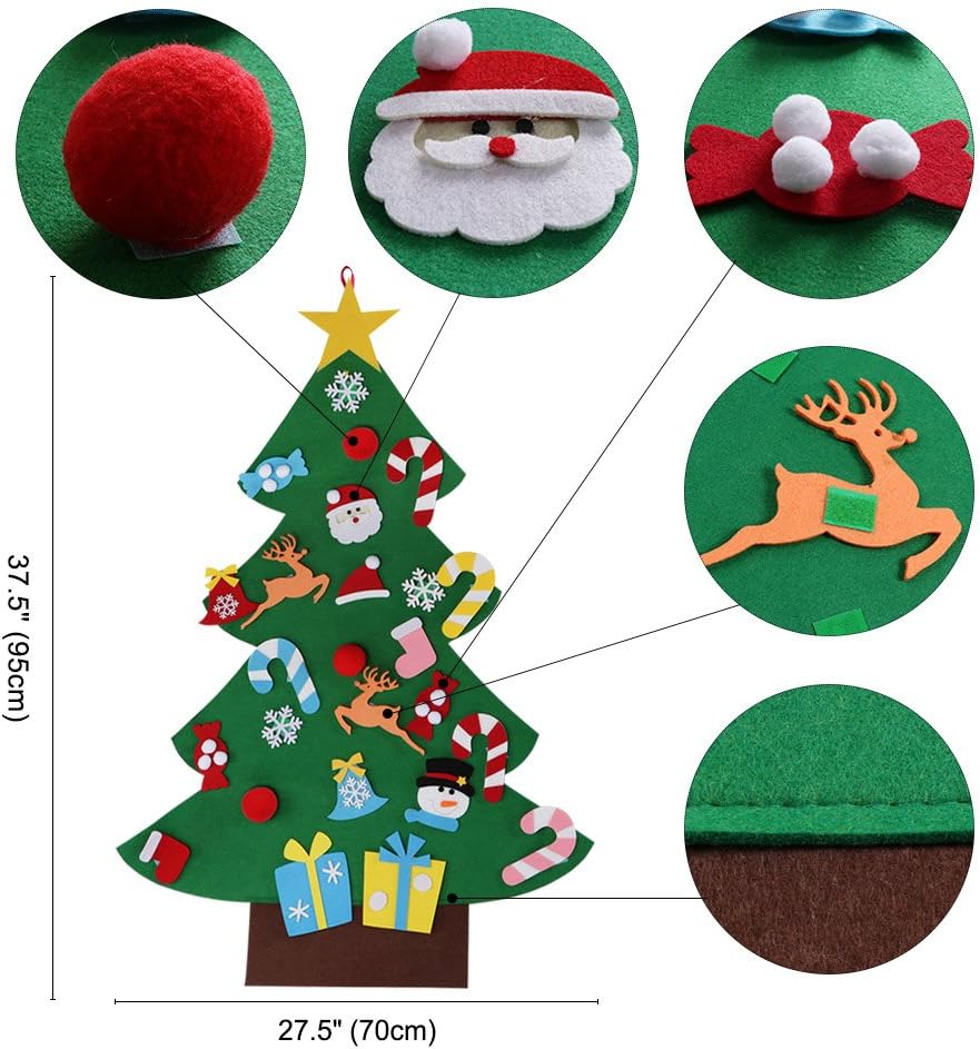 Felt Christmas Tree Set with Ornaments for Kids - Xmas Gifts and New Year Decorations