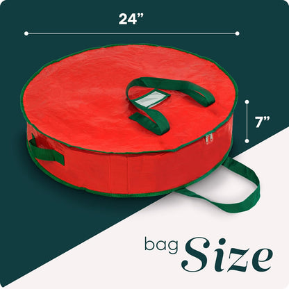 Christmas Wreath Storage Bag - Durable Tarp Material with Zipper and Carry Handles