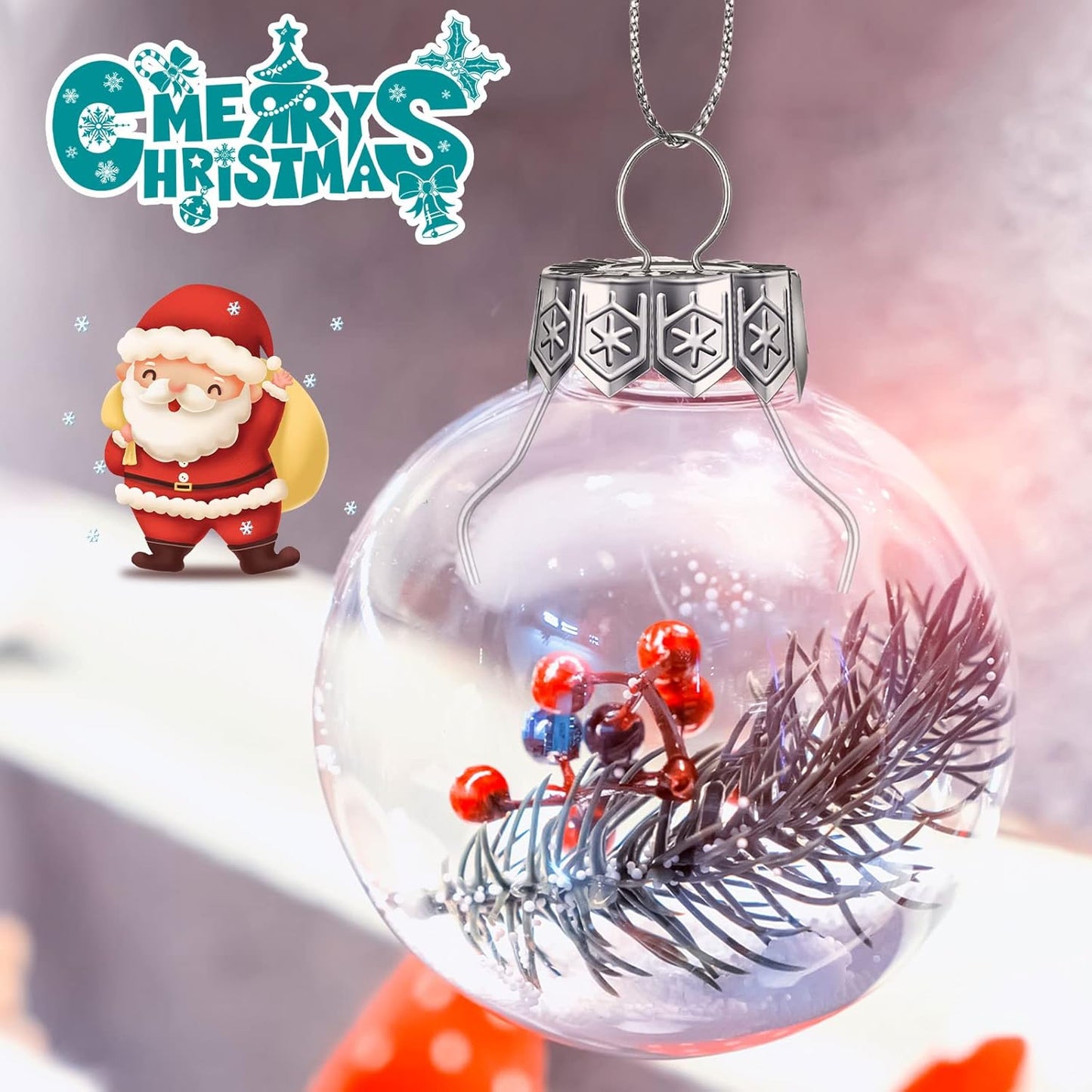 Set of 4 Clear Plastic Fillable Christmas Ornament Balls