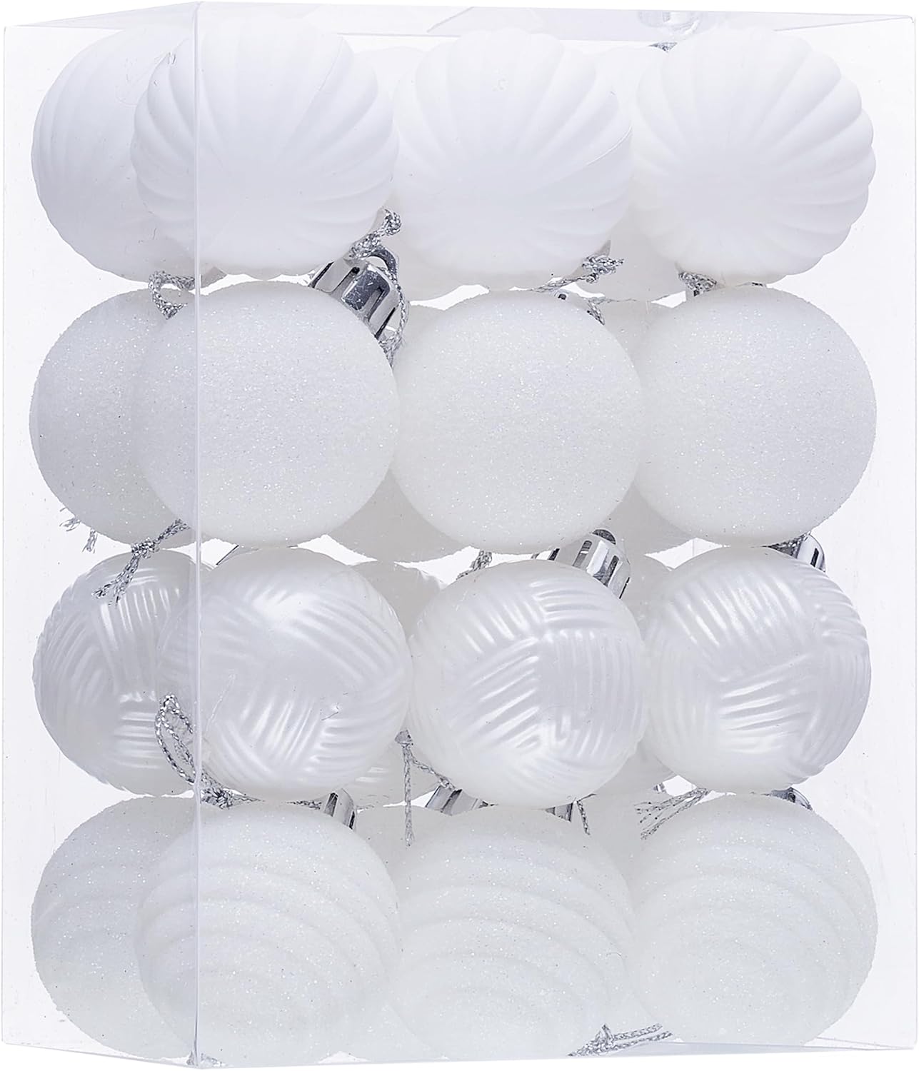 Shatterproof White Christmas Ball Ornament Set - 24ct