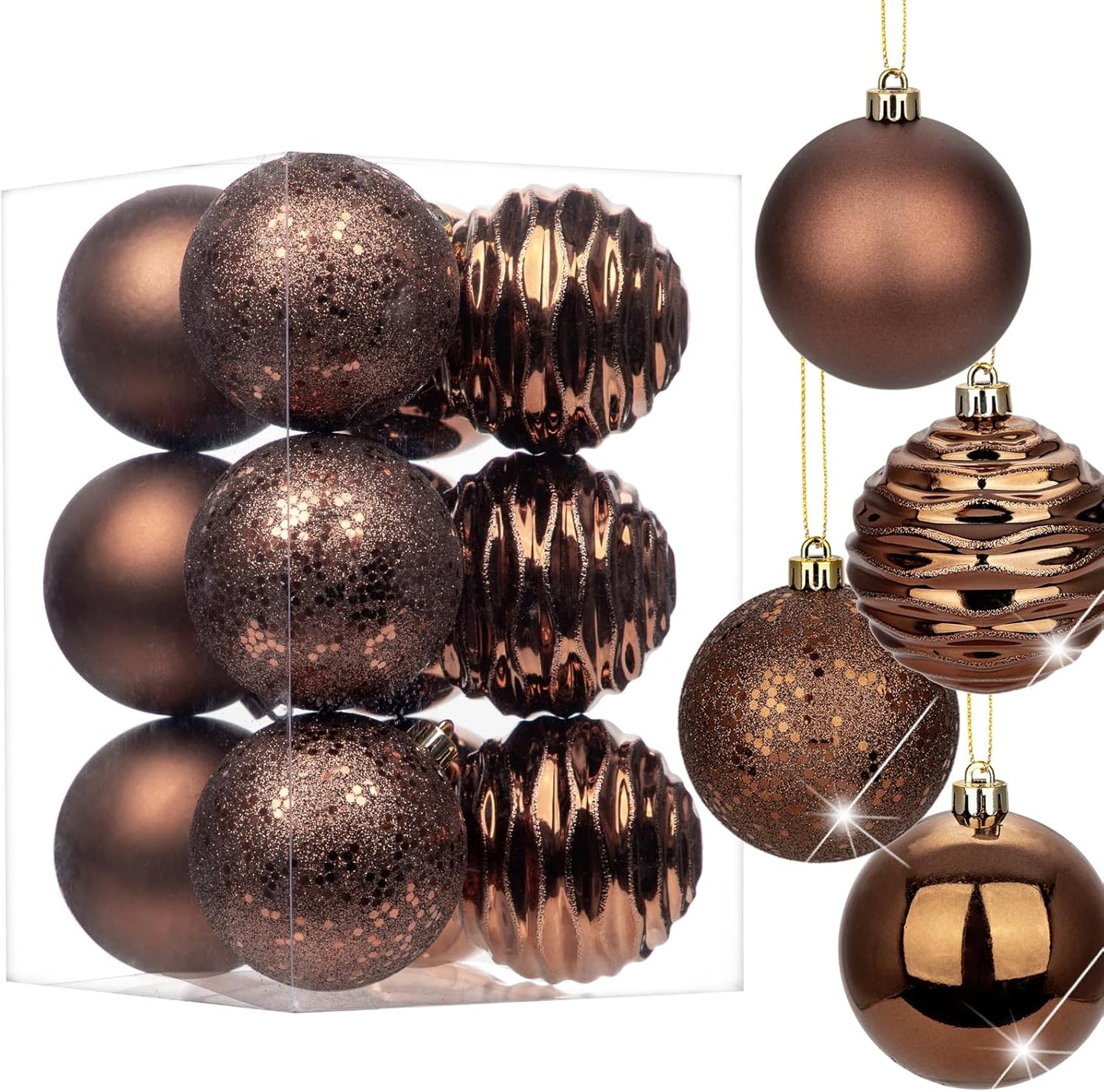 Shatterproof Gold Christmas Ball Ornaments - Set of 30