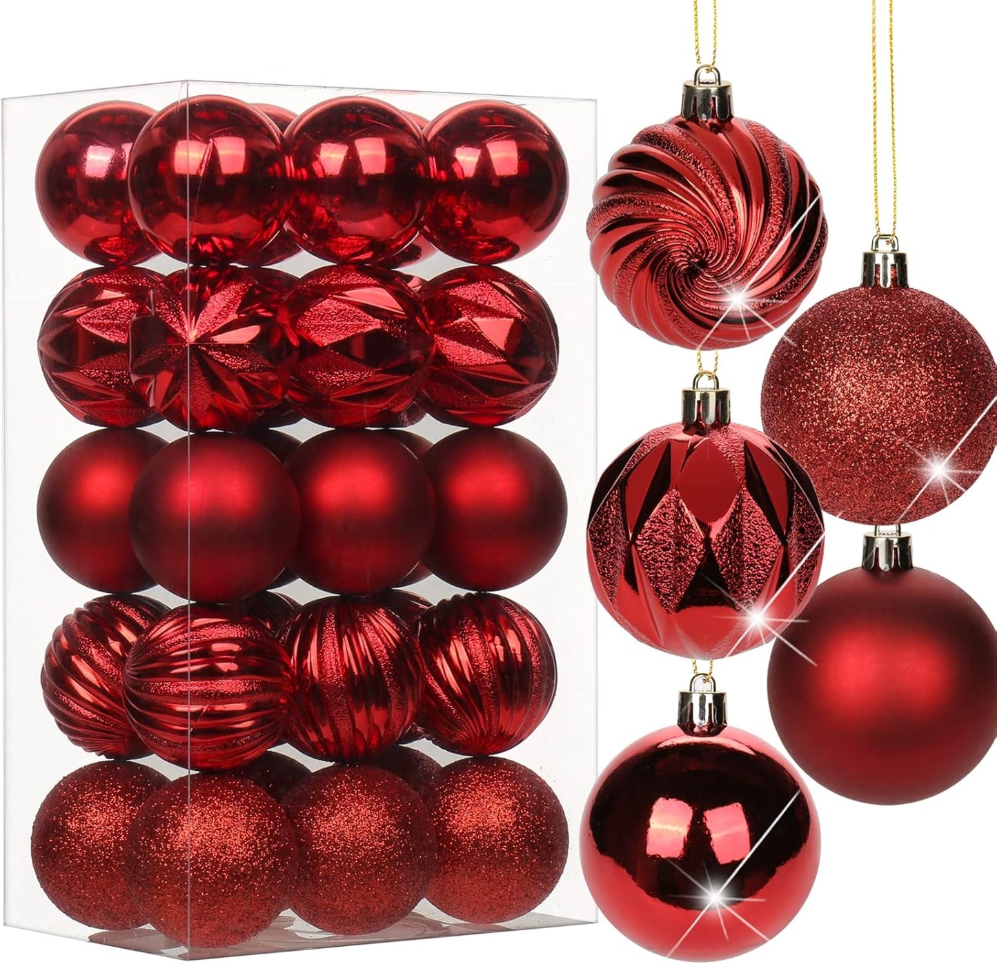 Shatterproof Gold Christmas Ball Ornaments - Set of 30