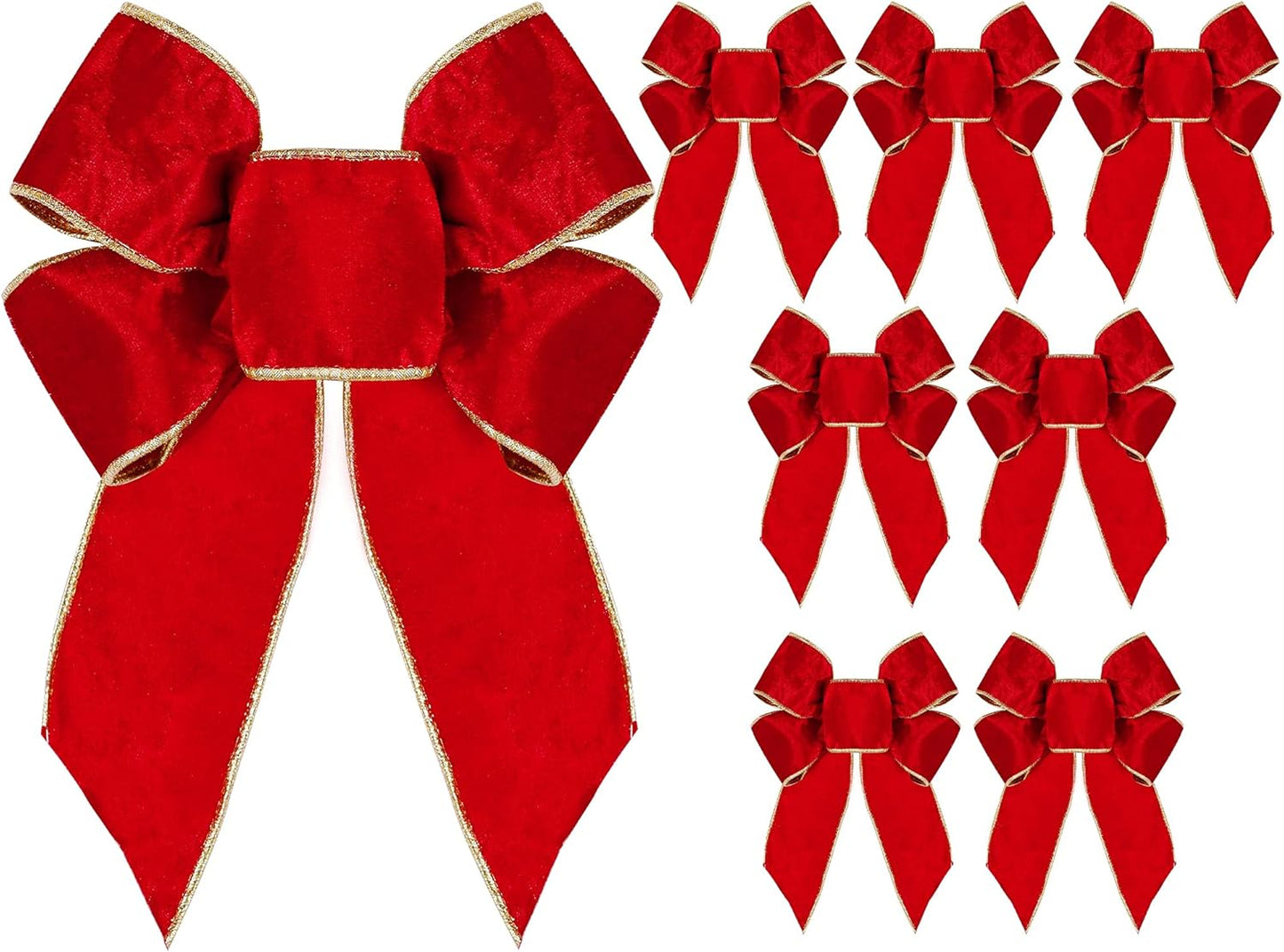 Red Velvet Bow Knots - 16 Pack for Home Christmas Decor