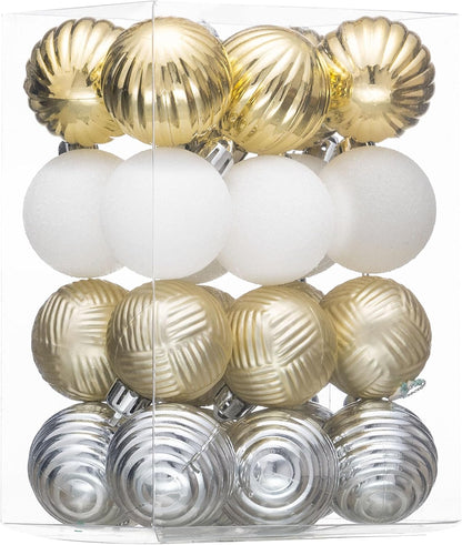 Shatterproof White Christmas Ball Ornament Set - 24ct