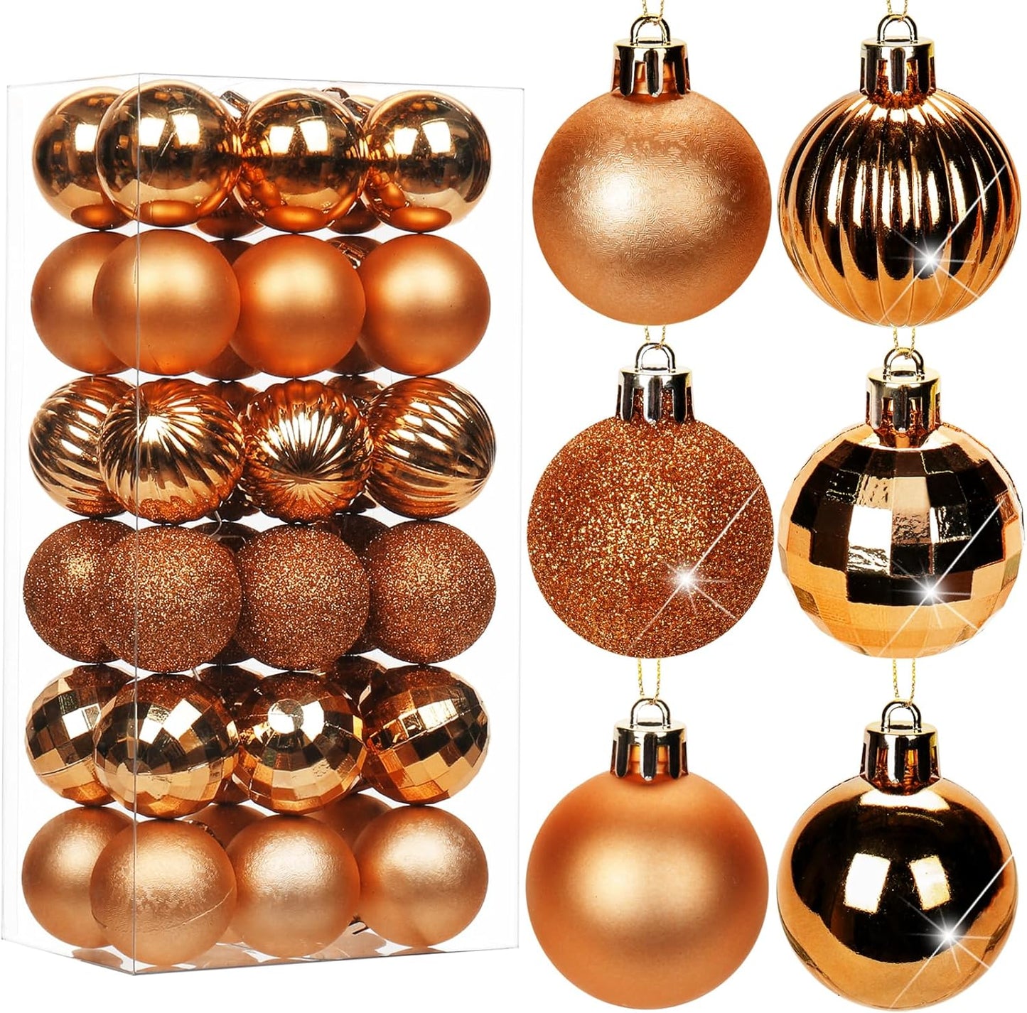 Shatterproof Gold Christmas Ball Ornaments - Set of 30