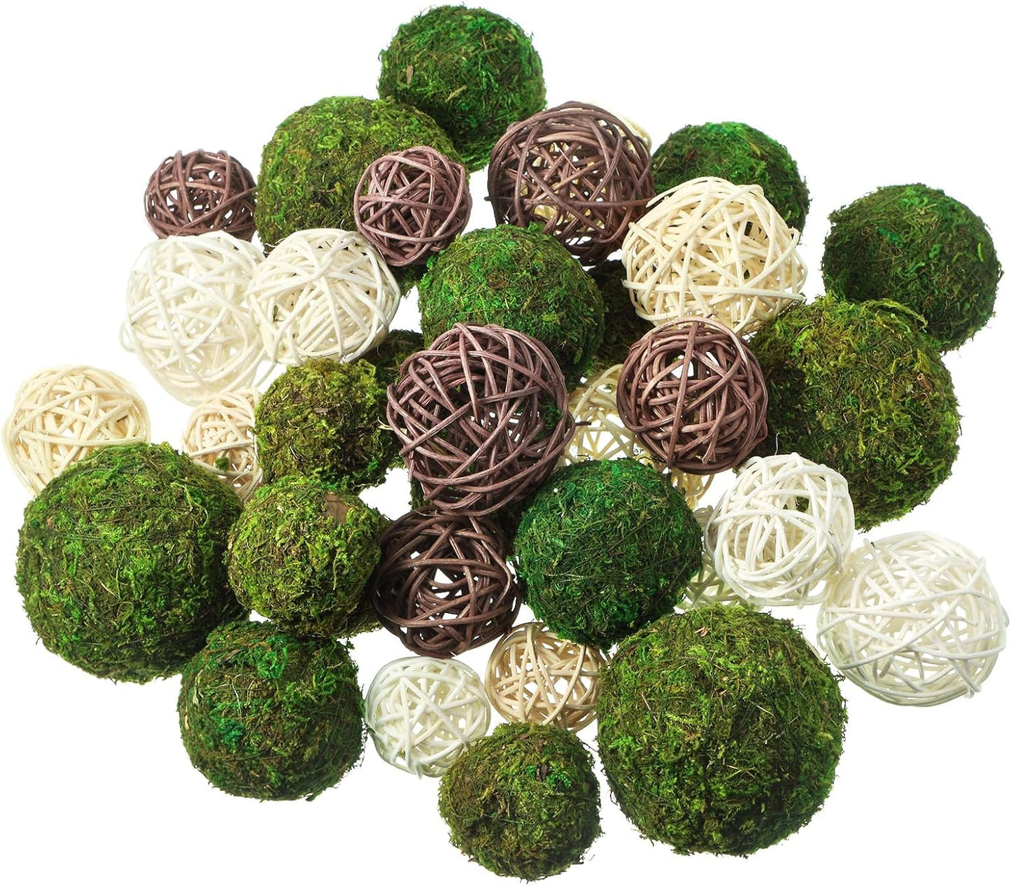 Wicker Rattan Decorative Balls Centerpiece Fillers for Fall Halloween Craft, Wedding Party, Potpourri Decor - 4 Sizes, Red/Green/Gold