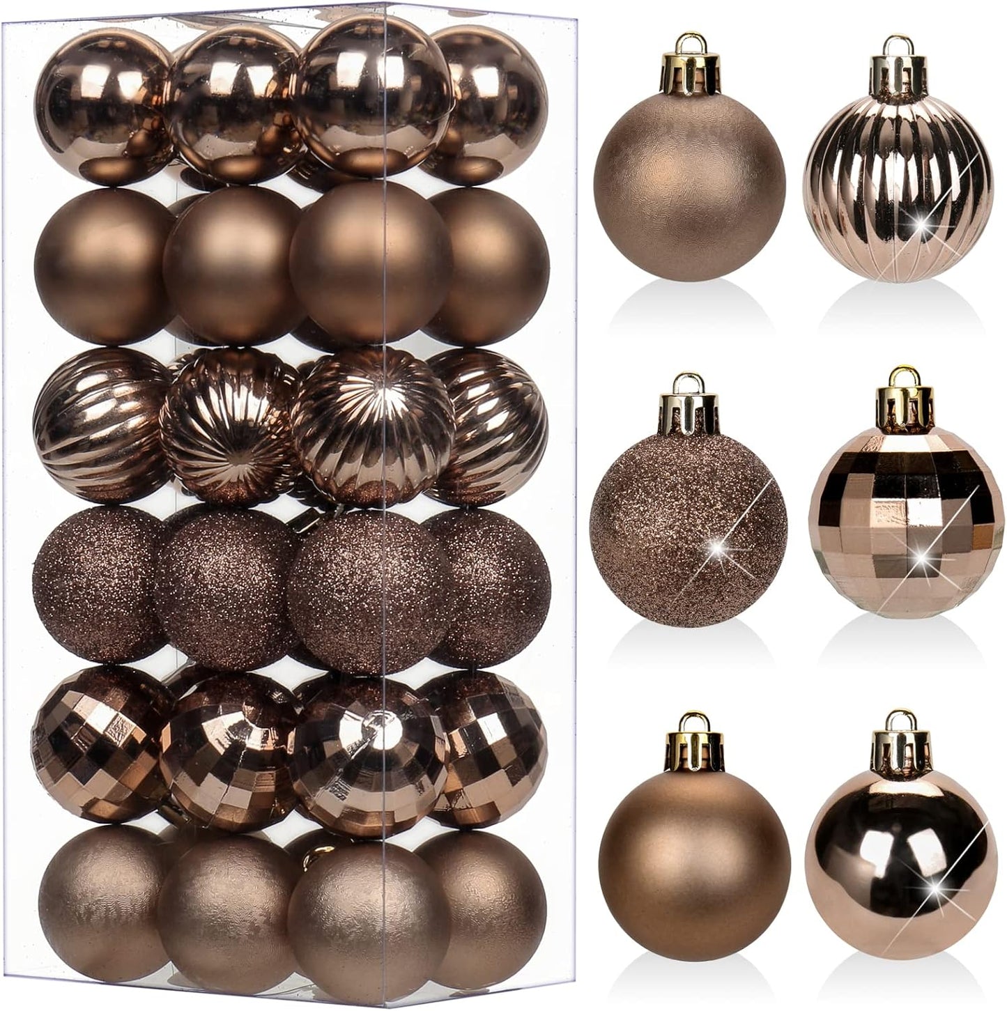 Shatterproof Gold Christmas Ball Ornaments - Set of 30