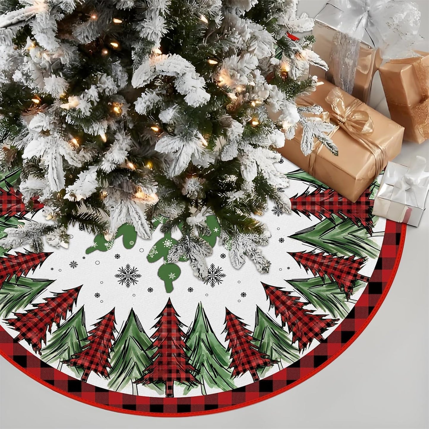 Buffalo Plaid Trees Pencil Tree Skirt - 48"