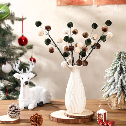 Velvet Spheres Ball Pick Christmas Tree Decoration - Colorful (6 Pcs)