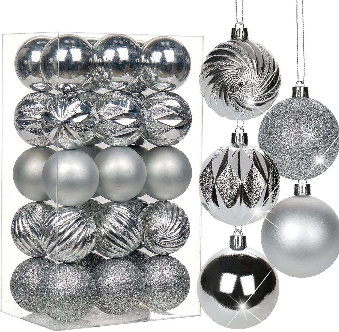 Shatterproof Gold Christmas Ball Ornaments - Set of 30