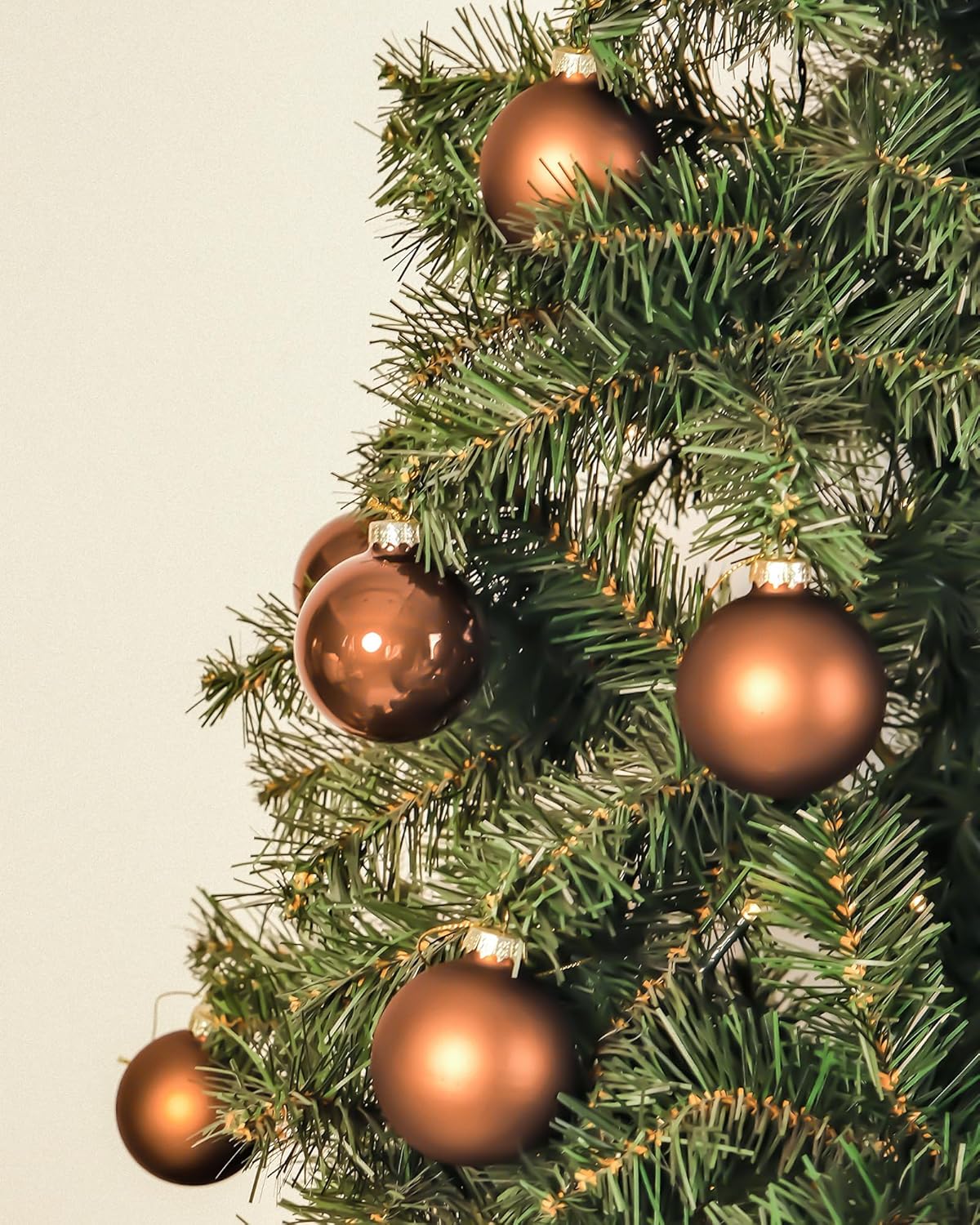 Brown Glass Christmas Ball Ornaments - Set of 12