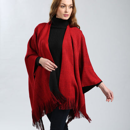 Double-Sided Fashion New Split Trendy Warm Cozy Cape Scarf