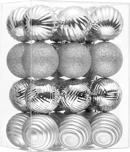 Shatterproof White Christmas Ball Ornament Set - 24ct