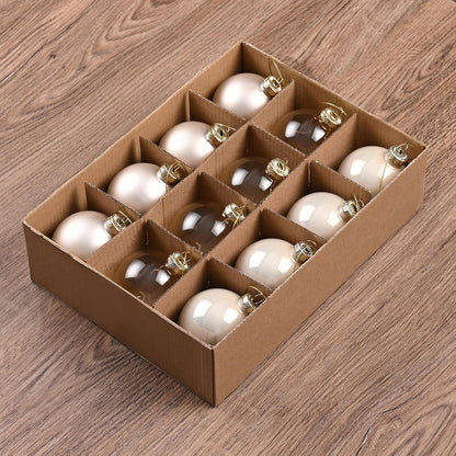 Set of 9 Brown Glass Christmas Ball Ornaments with Various Finishes