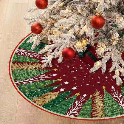 Red Leaves Pencil Tree Skirt - 48 Inches