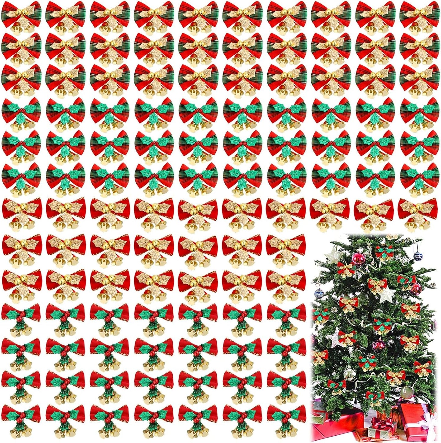 Set of 40 Christmas Mini Bows for Crafts