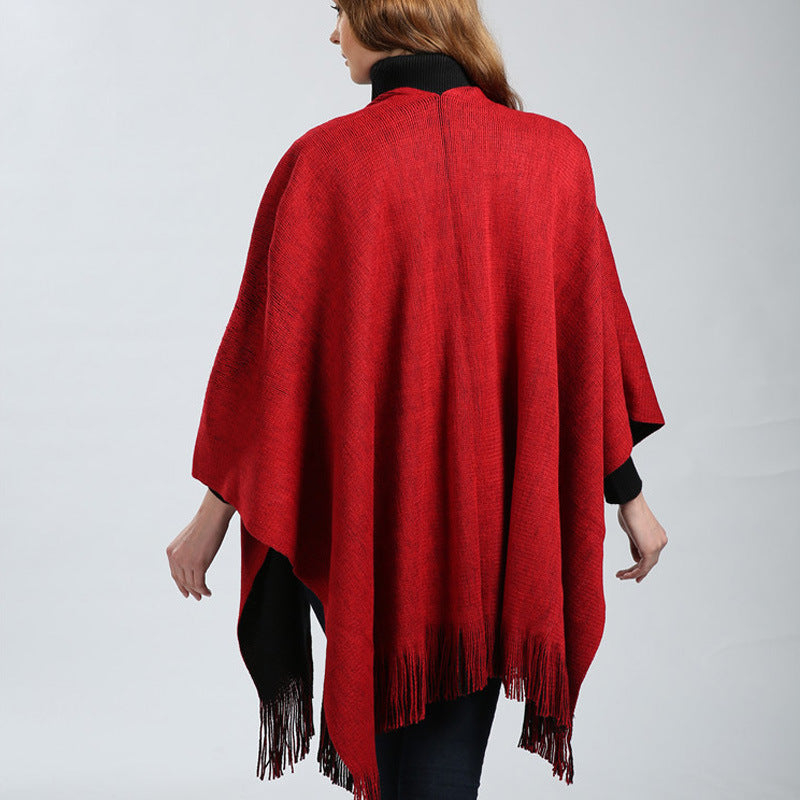 Double-Sided Fashion New Split Trendy Warm Cozy Cape Scarf