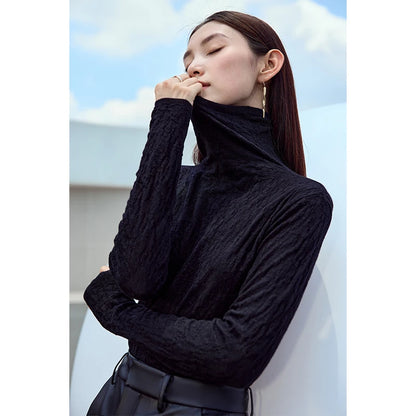 Minimalist 2024 Autumn Winter Slim Warm Solid Long Sleeve Simple Stylish Chic Comfortable Cozy Sweater