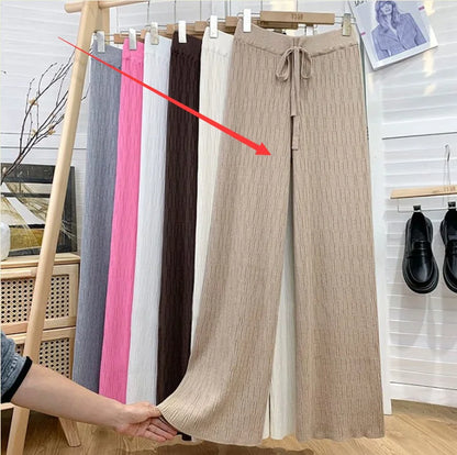 High-Waisted Thin Casual Trendy Drape Wide-Leg Pants