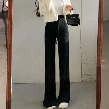 High-Waisted Thin Casual Trendy Drape Wide-Leg Pants