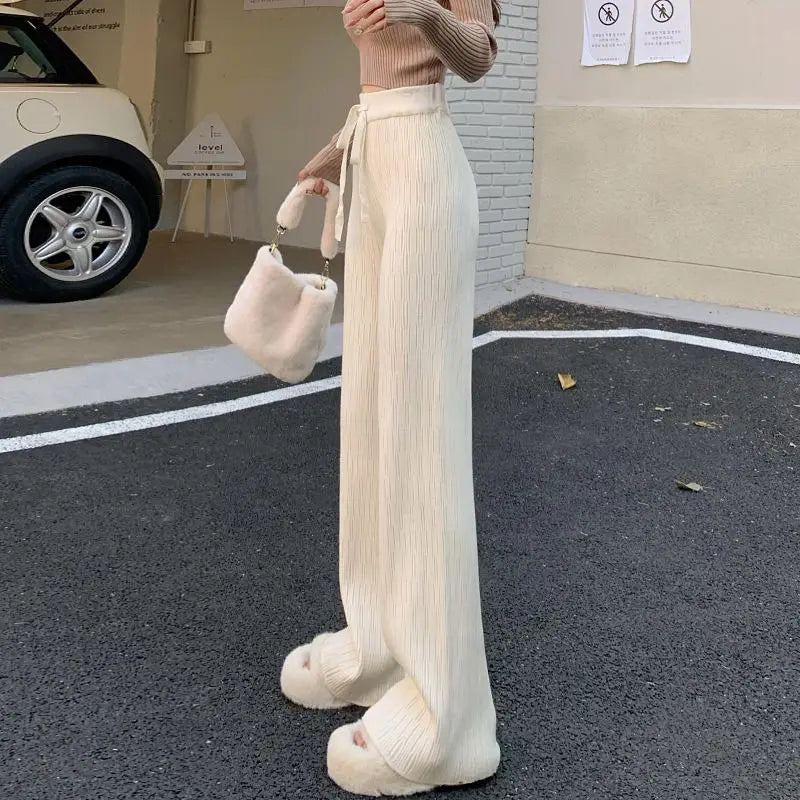 High-Waisted Thin Casual Trendy Drape Wide-Leg Pants