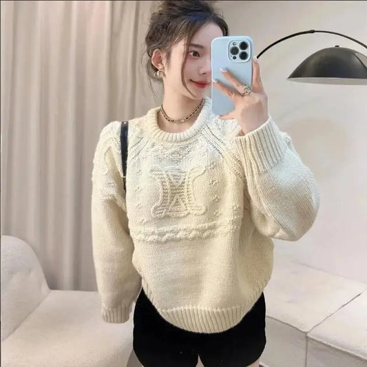 Autumn Winter 3D Knitted High-end Loose-fit Pullover Sensibility Sweater