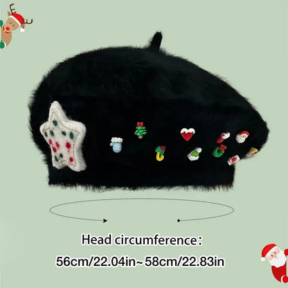 Cute Christmas French Holiday Beret Women Girls Hat