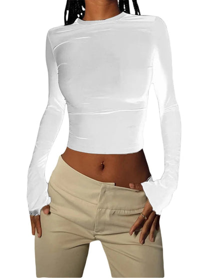 Amy Fashion - Long Sleeve Backless Casual Slim Fit Pullovers T-Shirts