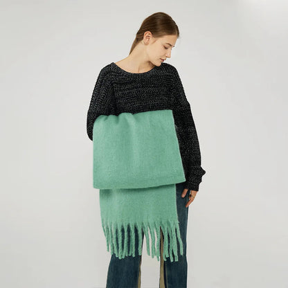 Cashmere Scarves for Women - Thick and Warm Muffler with Tassel Detail