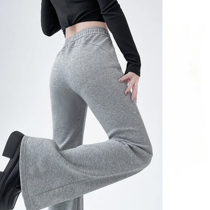 Solid High Waisted Basic Slim Fitness Flared Pants