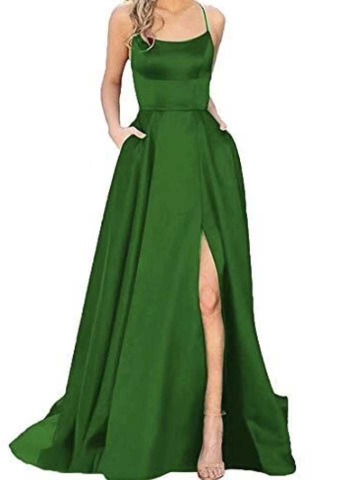 Amy Fashion - Velvet One Shoulder Formal Party Gown Long Maxi Dress