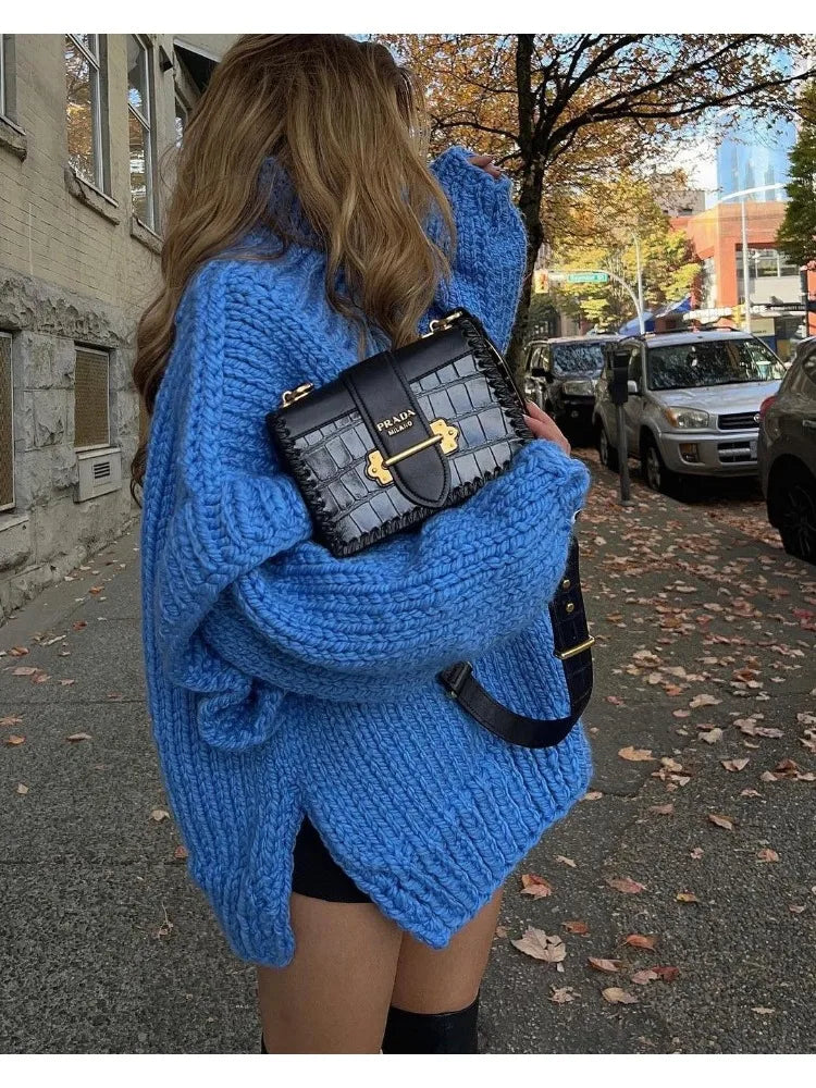 Oversize Knit Women Puffy Pullover Lantern Sleeve Warm Thick Stylish Cozy Casual Chic Sweater