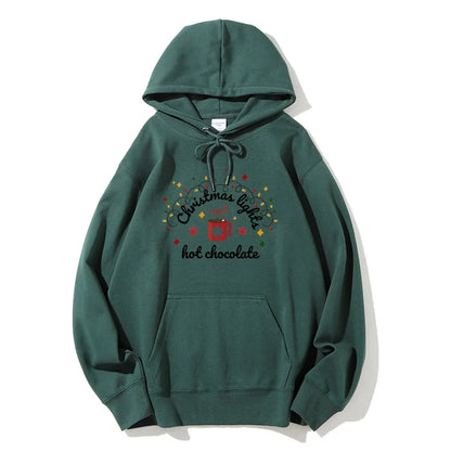 Christmas Lights Hot Chocolate Hoodie - Merry & Bright Festive Family Style